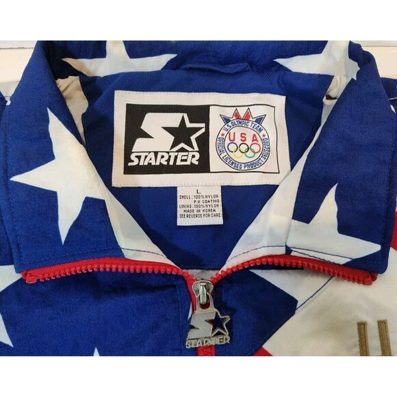 Starter USA Olympic Team Jacket Full Zip Nylon Windbreaker Men's L Vntg 90's HTF - Picture 4 of 8